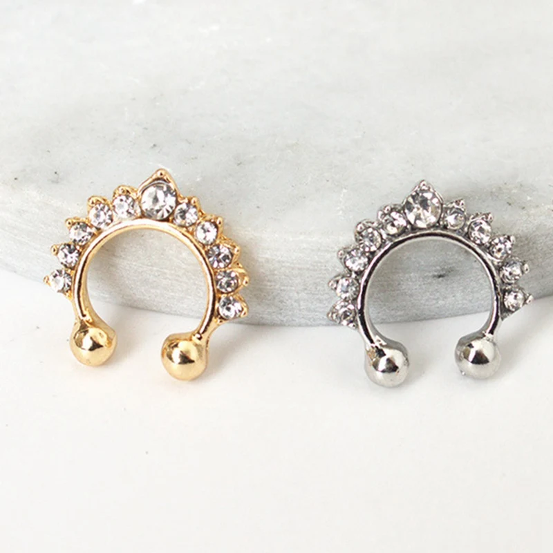 

Vintage Clip on Earrings Crystal Ear Cuff Non Pierced Earrings Nose Ring New Fashion Women Earrings Punk Earcuff Brincos