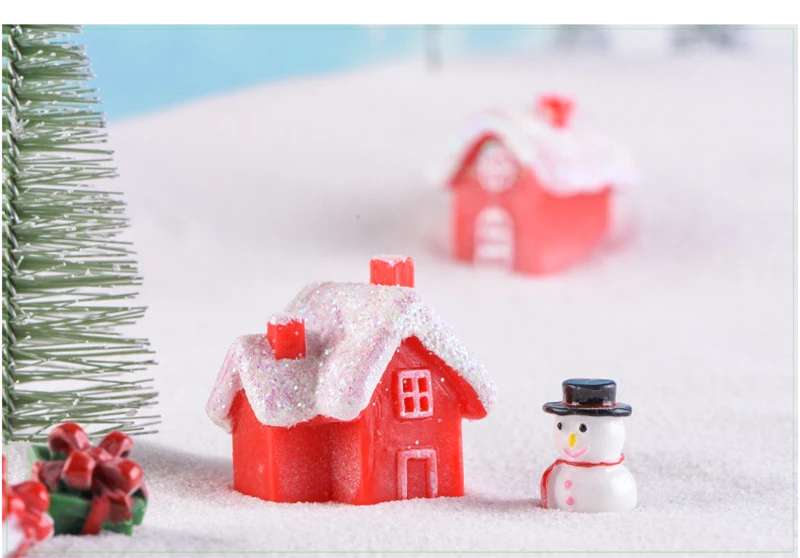 Сказочный рождественский дом, заснеженный фигурки маленький садовый держатель для стикера космический микро-ландшафт Рождественский Новогодний Декор для дома 1 шт