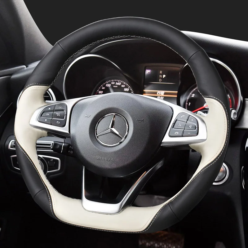 Чехол из натуральной кожи для рулевого колеса автомобиля mercedes w210 w140 w203 w163 ml w163 w124 e класс cla аксессуары для рулевого колеса