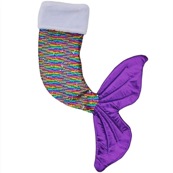 

1Pcs Sequins Christmas Stockings Pendant Christmas Tree Decoration Pendant Figurines Ornaments Mermaid Sequins Socks Roll Bead
