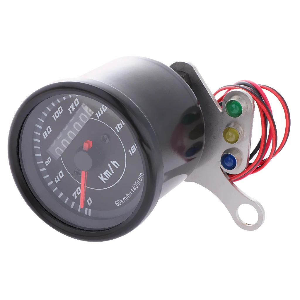 Universal Digital Motorcycle LCD Screen Speedometer Odometer Techometer Gauge Dual Speed LED Backlight Black Shell