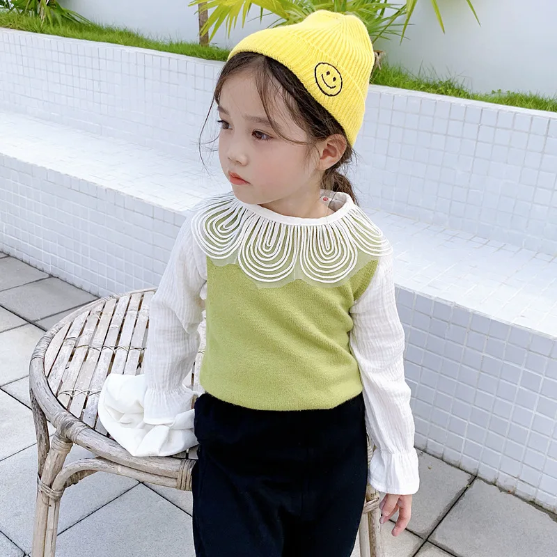 

Korean-style Childrenswear Knitted Vest 2019 Autumn Girls' round Collar Sweater Outer Wear Collocation Waistcoat Baby Western St