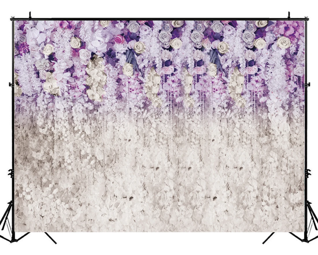 BEIPOTO фиолетовый и белый цветочный фон для свадебной вечеринки цветочный Фотофон, ребенок душ день рождения десертный стол
