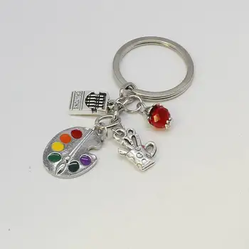 

1 Painting Tools-Palette and Beaded Brush Keychain Amulet Keychain DIY Keychain