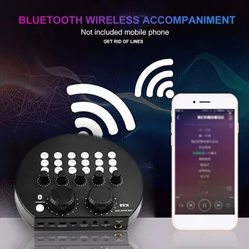 

For Live Streaming Bluetooth External Sound Card Multifunction USB Audio Mixer Music Recording Singing Karaoke Computer