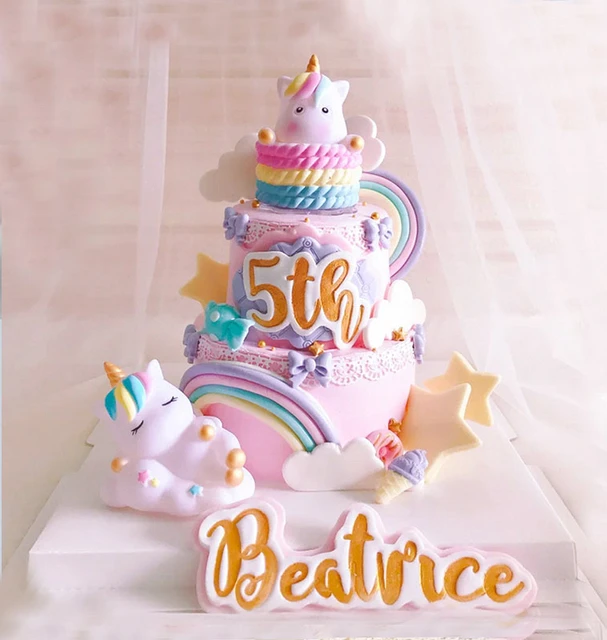 3 Cake Toppers licorne Joyeux Anniversaire