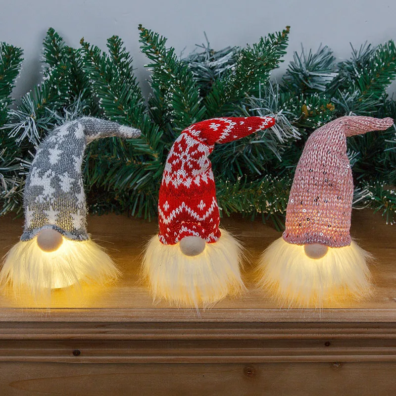 

Christmas Night Light Forest Old Man with Light Dwarf Faceless Doll Pendant Luminous Christmas Tree Pendant Rudolph Night Light