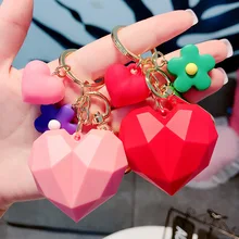 Креативный брелок с геометрическим рисунком и разрезом на поверхности сердца, крутой тренд, подметанный в Северном Европейском стиле, автомобильный брелок, сумочка, подвеска