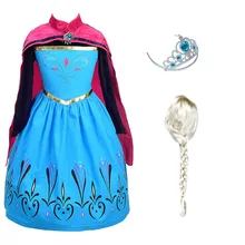 Платье принцессы Эльзы для девочек; Детский костюм Снежной Королевы; белый парик; перчатки; парик; детская одежда для рождественской вечеринки; аксессуары для костюмированной вечеринки