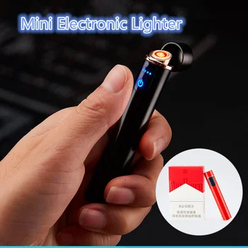 

Portable Touch Sensitive LED Power Display Metal Cigarette Lighter Windproof Flameless Electronic USB Charging Tungsten Ignition