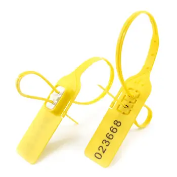 

Plastic Anti-Tamper Cable Ties Plastic Security Seals Double Lock for Container Tag Stainless Steel Plate Insert 100PCS Yellow