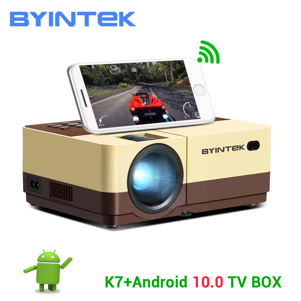 

BYINTEK K7 Mini 1080P Projector(Optional Android 10 TV Box),Wifi LED Portable Video Beamer For Smartphone 3D 4K Home Theater