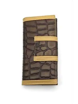 

Women's wallet in 1ª quality leather with coconut effect print (18 slots + 1 ID). Brown Color. (18x9 cm)