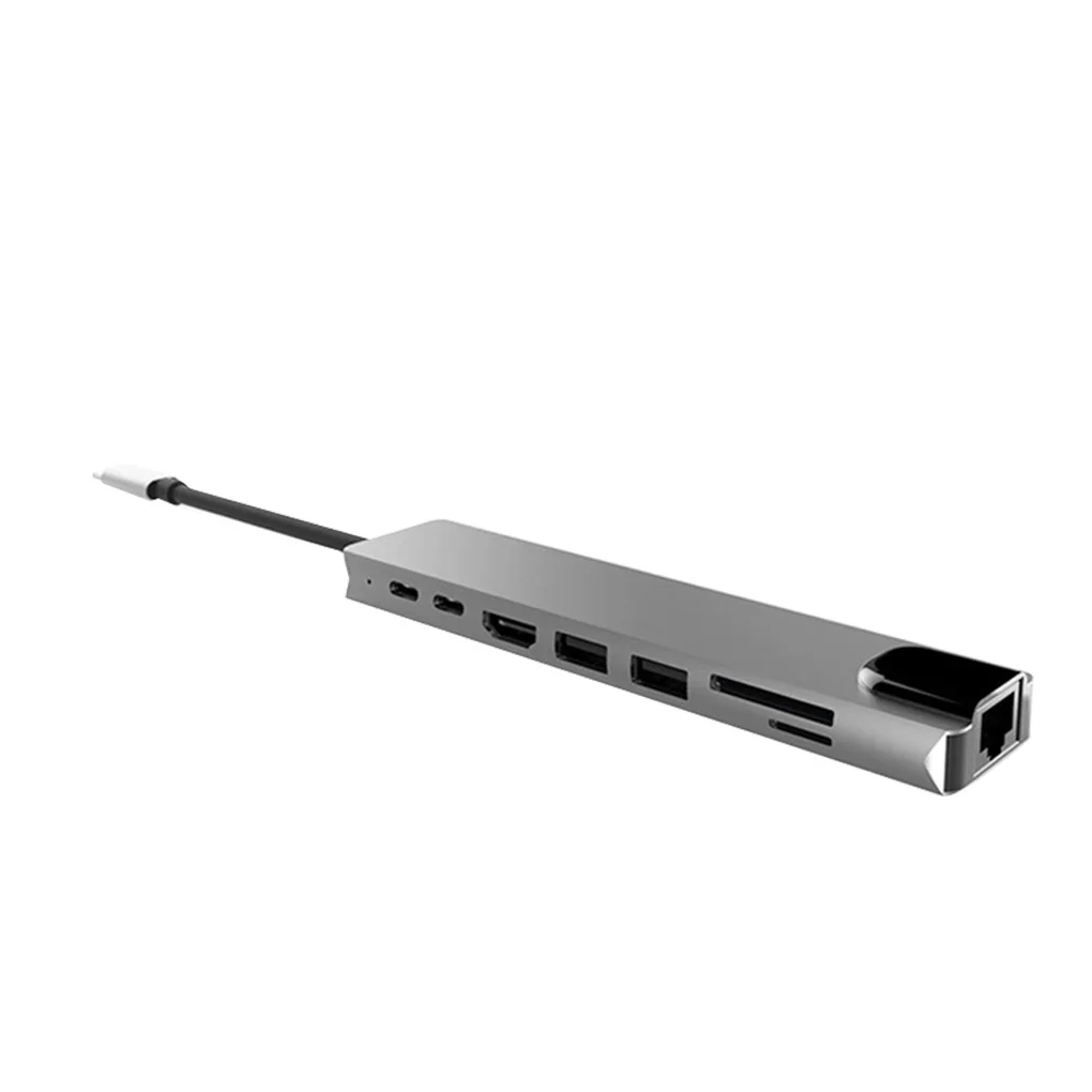 8 в 1 USB-C концентратор из алюминиевого сплава HD 2 USB 3,0 адаптер PD зарядка SD и TF кардридер RJ45 портативный ноутбук аксессуары