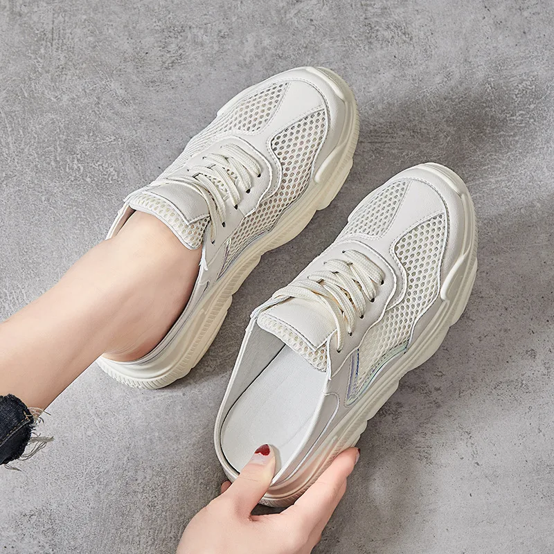 

2019 Korean Version of Head Slipper Women's Summer New Style Thick Bottomed Breathable Slippers Casual Versatile Lace-up Bear WO