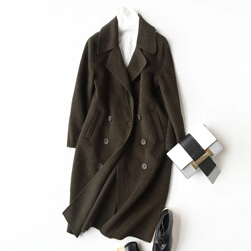 

Boollili Women Wool Coat 2020 Spring Casual Women's Cashmere Coats Alpaca Wool Female Jacket manteau femme hiver