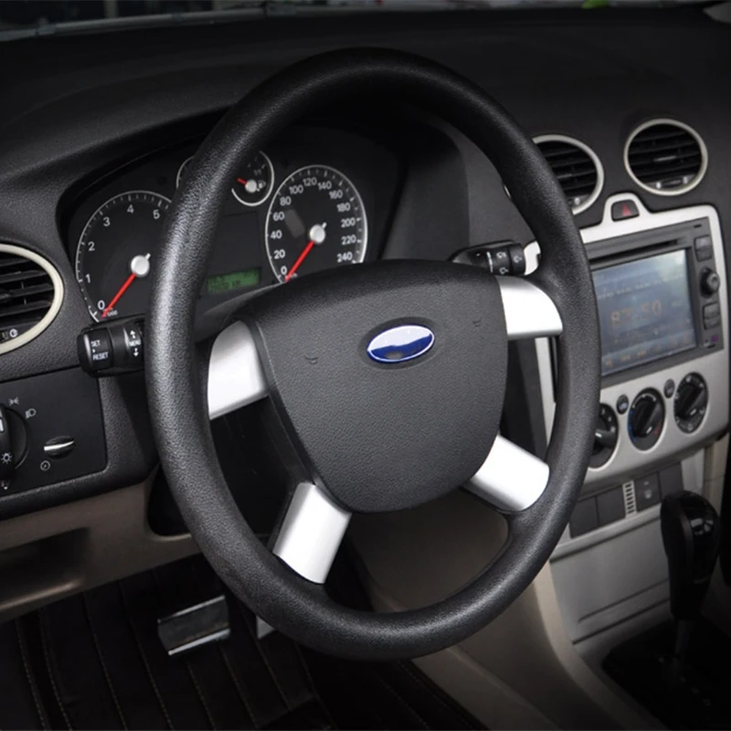 

New High Quality 4 Pcs Auto Car Steering Wheel Cover Stainless Steel For Ford Focus 2 MK2 2005-2013 Interior Accessories