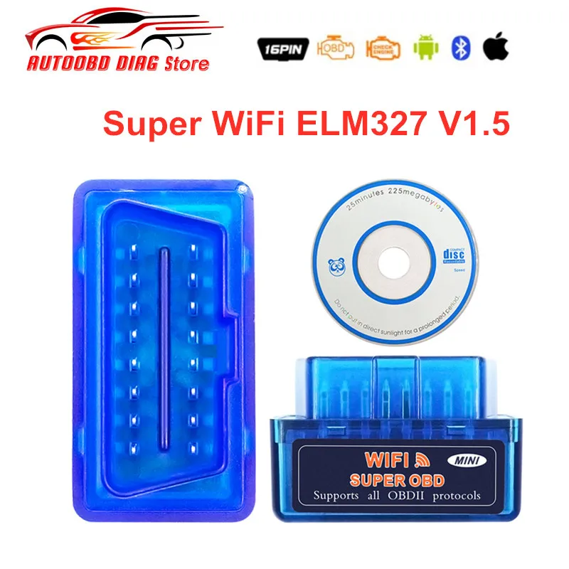 Super Mini WIFI ELM327 V1.5 OBD2 диагностический инструмент ELM 327 Wi Fi 1 5 АВТО OBDII сканер для IOS