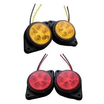 

4Pcs Round Side Marker LED Light Indicator Lamp for Van Car Truck Trailer 12V, 2Pcs Yellow & 2Pcs Red