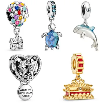 

Shimmering Dolphin Up House & Balloons Murano Glass Sea Turtle Pendant Charm Fit Bracelet 925 Sterling Silver Beads