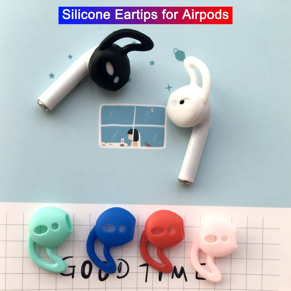 

2 Pairs Eartips Silicone Case Cover Ear Pads Earbuds Earphone Ear Cups Earpads for Apple Airpods Air pods Ear Tips with Ear Hook