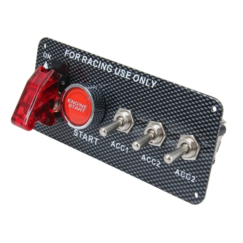 

12 V/30A Carbon Fiber LED Ignition Lock Breadboard Engine Startup Button LED Automobile Panel Open