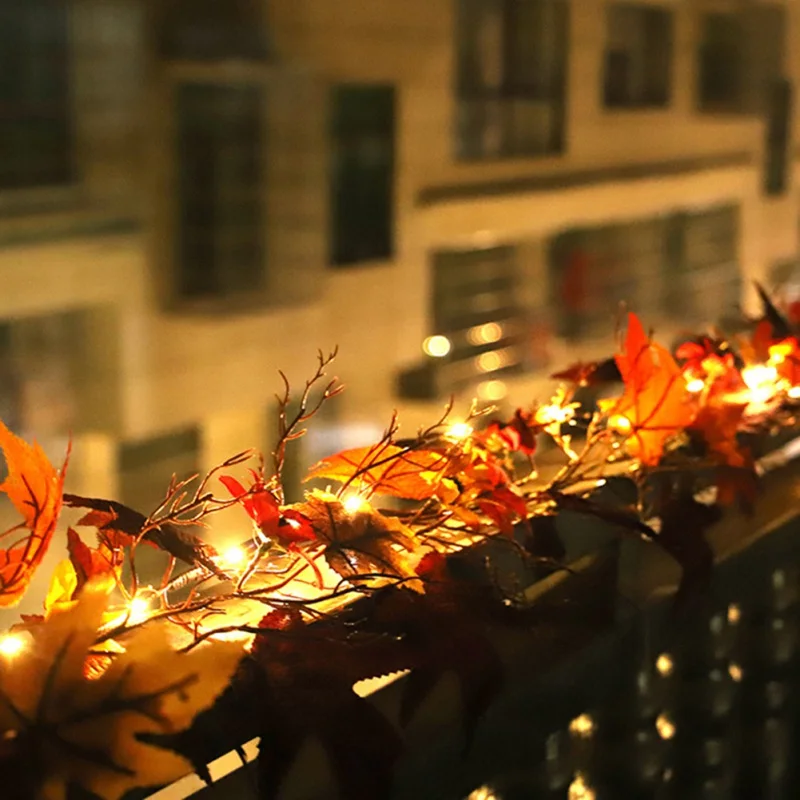 

Autumn Decorations Artificial Flowers Maple Leaves String Light Garland Artificial Plants Stylish Simplicity Shining Like Stars