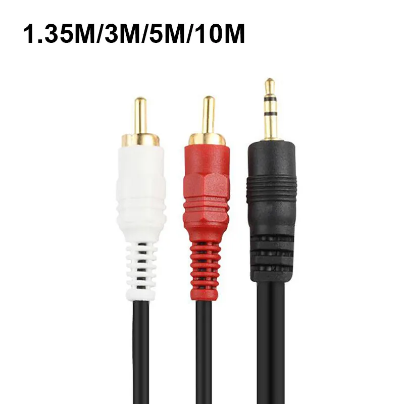 3M 5M 10M 3.5mm Male Jack to AV 2 RCA Male extend Cable connector For Phone TV AUX Sound computer PC Speakers Music Audio Cords