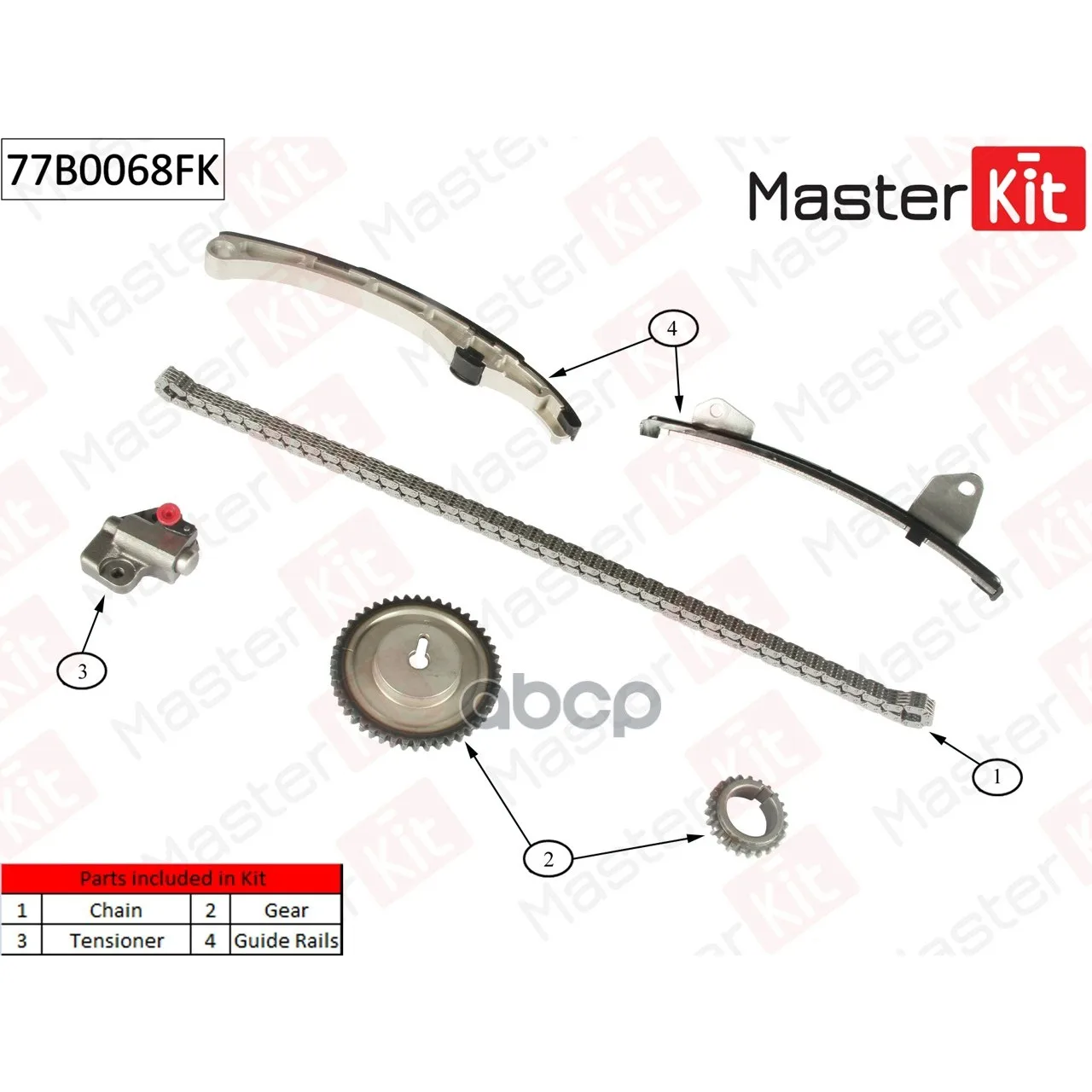 Комплект Цепи Грм Mazda 3:1.4-1.8i 04- MasterKit арт. 77B0068FK