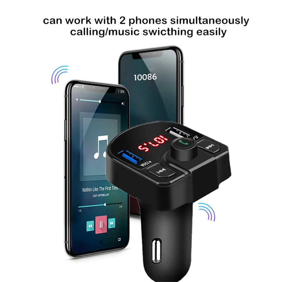 Автомобильный комплект со светодиодным FM трансмиттером 4 1 А bluetooth автомобильное