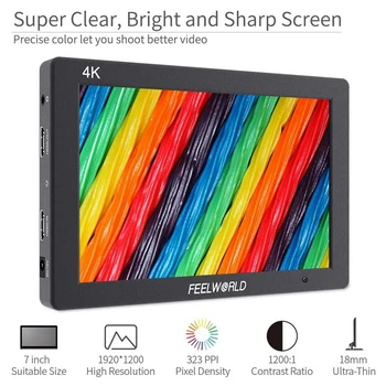 

FEELWORLD T7 7 Inch IPS 4K HDMI Camera Field Monitor Video Assist Full HD 1920X1200 Solid Aluminum Housing DSLR Monitor