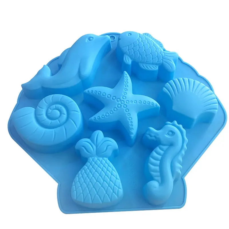 Silicone soap molds Aluminium bath bomb molds Epoxy resin molds Ocean Animal Dolphin/Conch/Starfish/Sea Shell/Seahorse/Mermaid Tail Soap Mold for Bath Bomb Jelly Mousse Candy Chocolate Mold