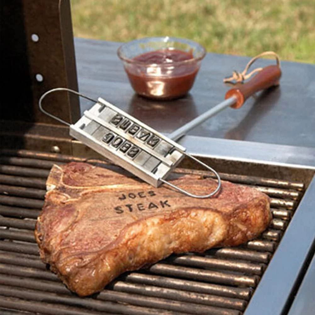 BBQ Barbecue Branding Iron Signature Name Marking Stamp Tool Meat Steak Burger 55 x Letters and 8 spaces bakery accessories