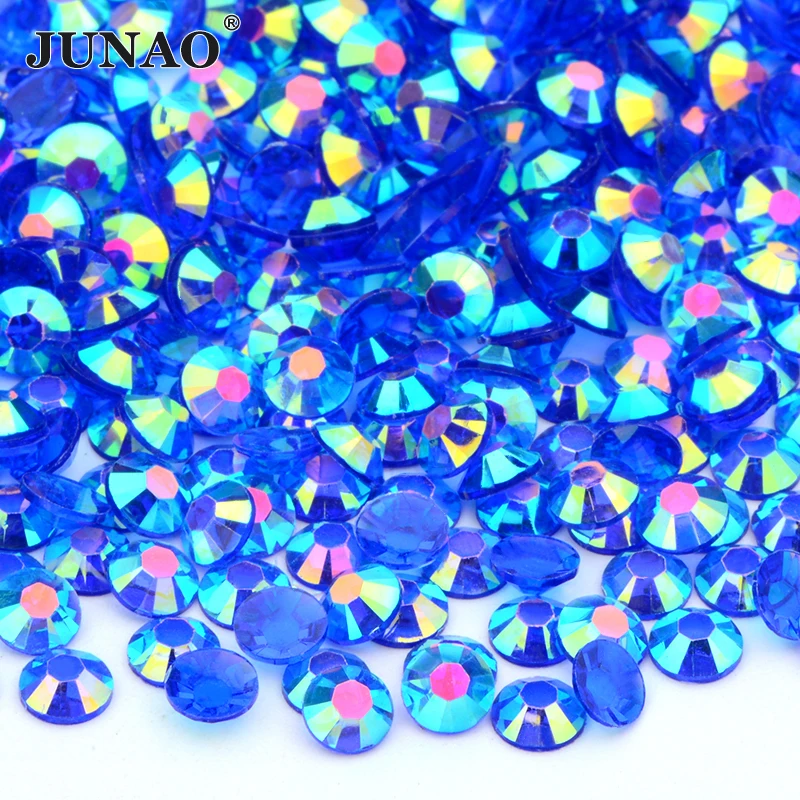 JUNAO 2mm 3mm 4mm 5mm 6mm Transparent Pink AB Rhinestones Jelly Crystals In Bulk Flatback Nail Stones Non Hotfix Strass for Cups dress stitching materials