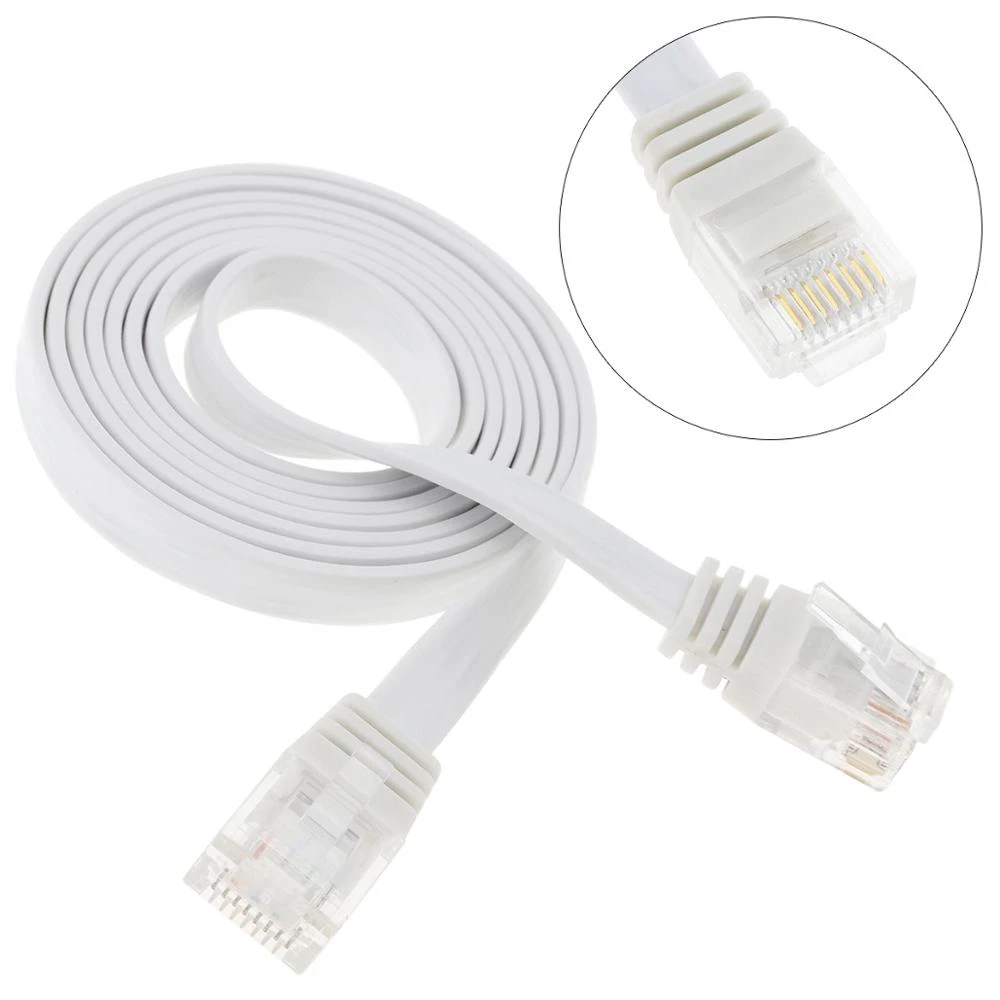 Cables High Speed Cable Cat6 RJ45 5m White Ultra-Thin Flat Patch Network Internet Cat.6 UTP/Lower Shipping for More Pieces Cable Length: 5m, Color: White - Cables High Speed Cable Cat6 RJ45 5m White Ultra-Thin Flat Patch Network Internet Cat.6 UTP/Lower Shipping for More Pieces Cable Length: 5m, Color: White -