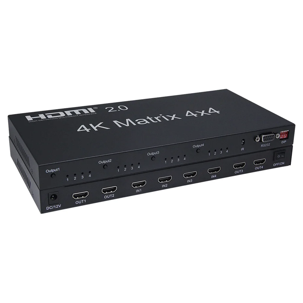 Best Price HDMI 2.0 Matrix 4x4 4K 60Hz HDMI DIP Switch Splitter Matrix Support LPCM7.1/DTS/AC3/DSD HDCP 2.0/3D/4K