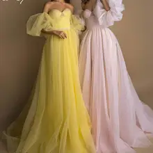 Leeymon, новинка, карамельный цвет, желтый горошек, платье для выпускного вечера, Длинные Пышные рукава, пояс из бисера, на заказ, платье для выпускного вечера