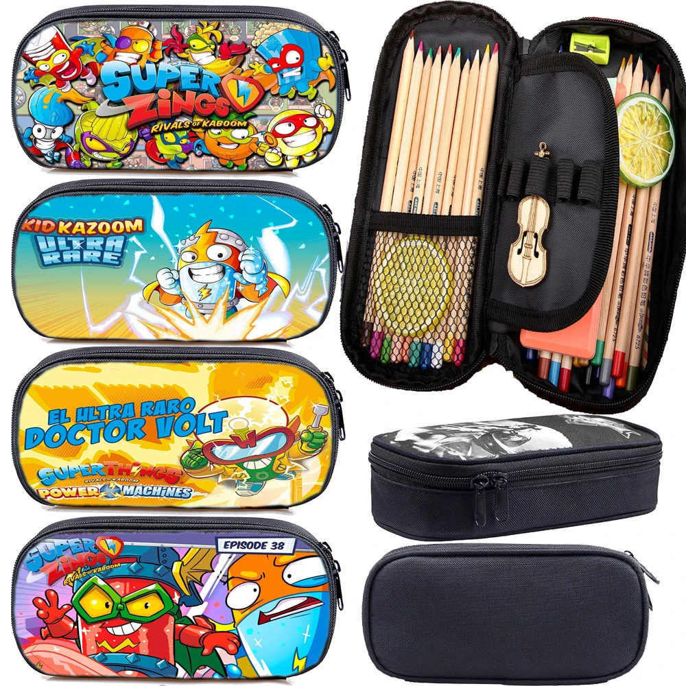 Estuche de de animados Super Zings para niños, niñas y bolsa de papelería para niños, Portalápices para niños|Bolsas y estuches de cosméticos| AliExpress