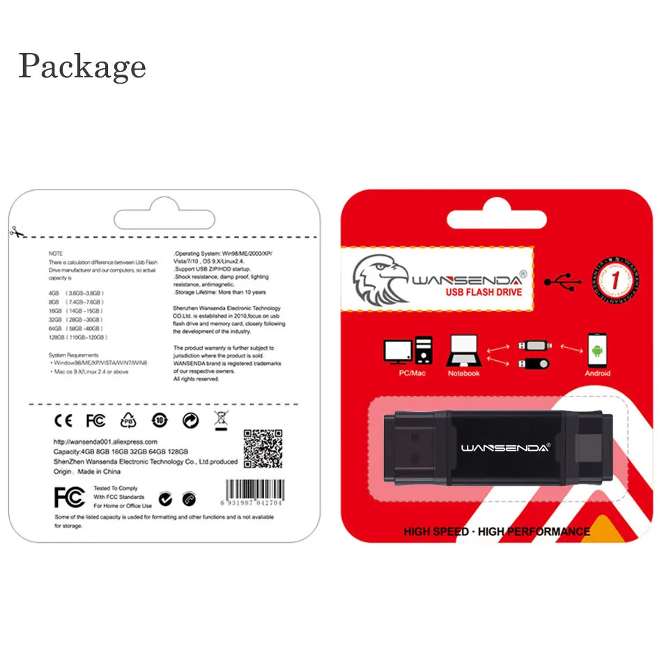 WANSENDA OTG USB 3 0 type C флеш накопитель 512 ГБ 256 для ПК 128 Гб 64 32 16 Флешка карта памяти|USB