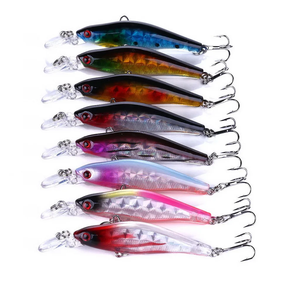 1pc Minnow Angel köder 6,3g 80mm Wobbler Angel gerät mit 8 Farben erhältlich gute Qualität bionic harte Köder Drillinge – Detail 4