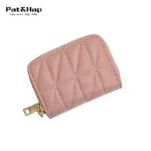Pat& hap супер мягкий PU кожаный короткий кошелек на молнии для женщин держатель кредитной карты плед минималистичный кошельки розовый чехол для паспорта клатч