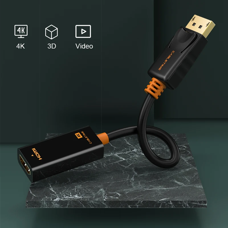 CABLETIME HDMI адаптер отображение 4k видео Порты и разъёмы Адаптер DP к 1080P дисплей