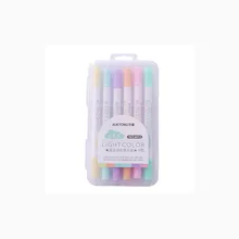 Surligneur à Double pointe souple, stylo marqueur de couleur claire Kawaii, stylo Fluorescent pour Album Photo et Journal, papeterie pour étudiant, DIY bricolage, 6 pièces/ensemble
