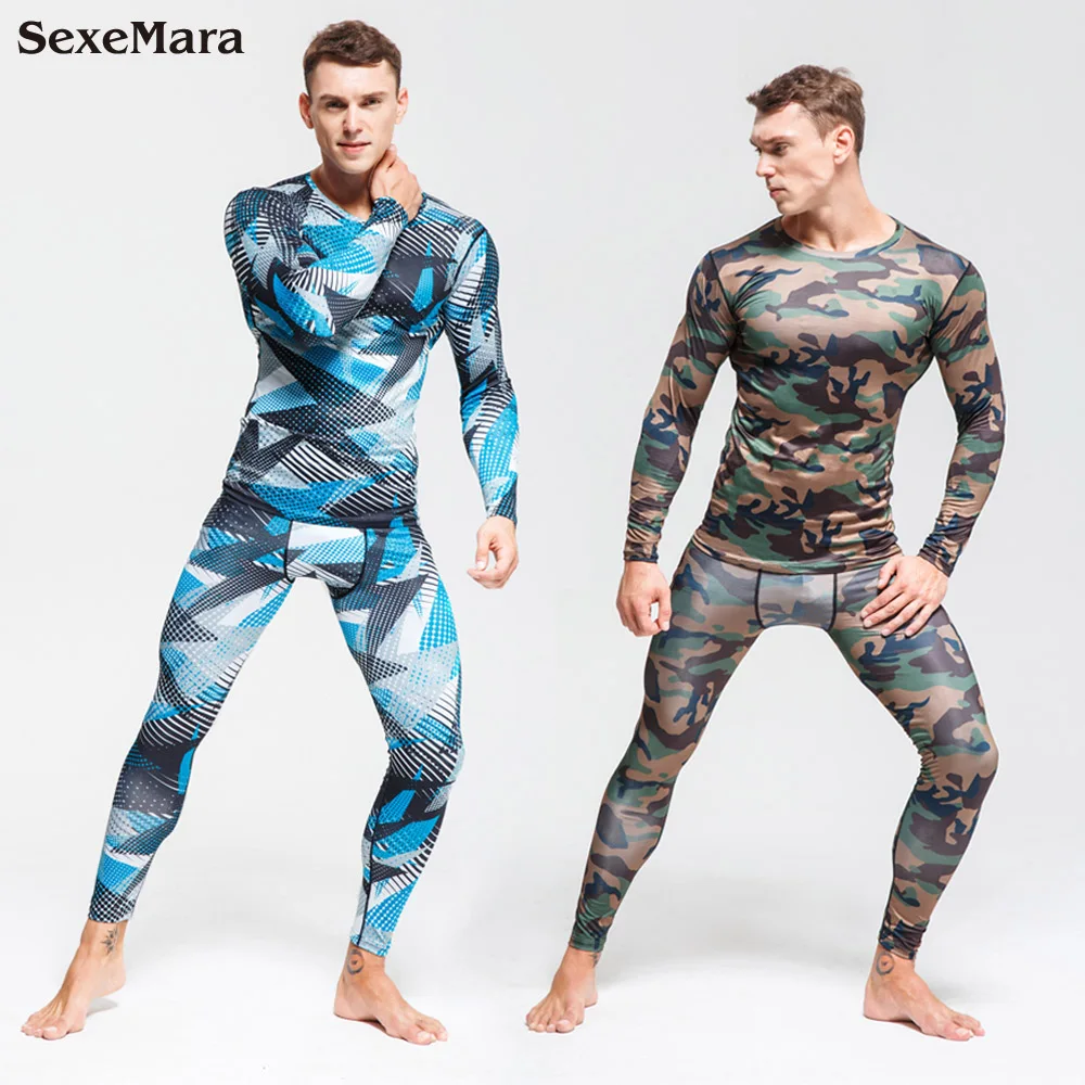 

2021 Man Compression Tights Leggings Men's Sports Suit Jogging Suits Gym Training T-shirt MMA Rash Guard Male Camouflage Cothing