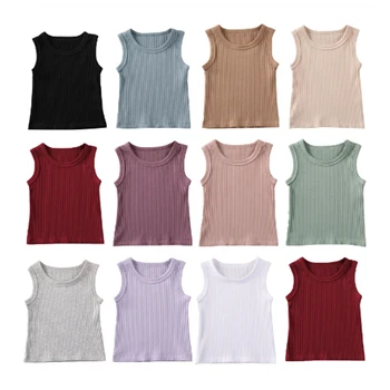 

Newborn Baby Clothes 0-3Y Toddler Baby Girls Boys Summer T Shirts Tops Solid Sleeveless Pullover Casual Clothes Outfits