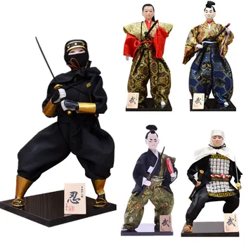 

MYBLUE 30cm Kawaii Japanese Samurai With Katana Sword Ninja Sculpture Japanese House Figurine Home Room Decoration Accessories
