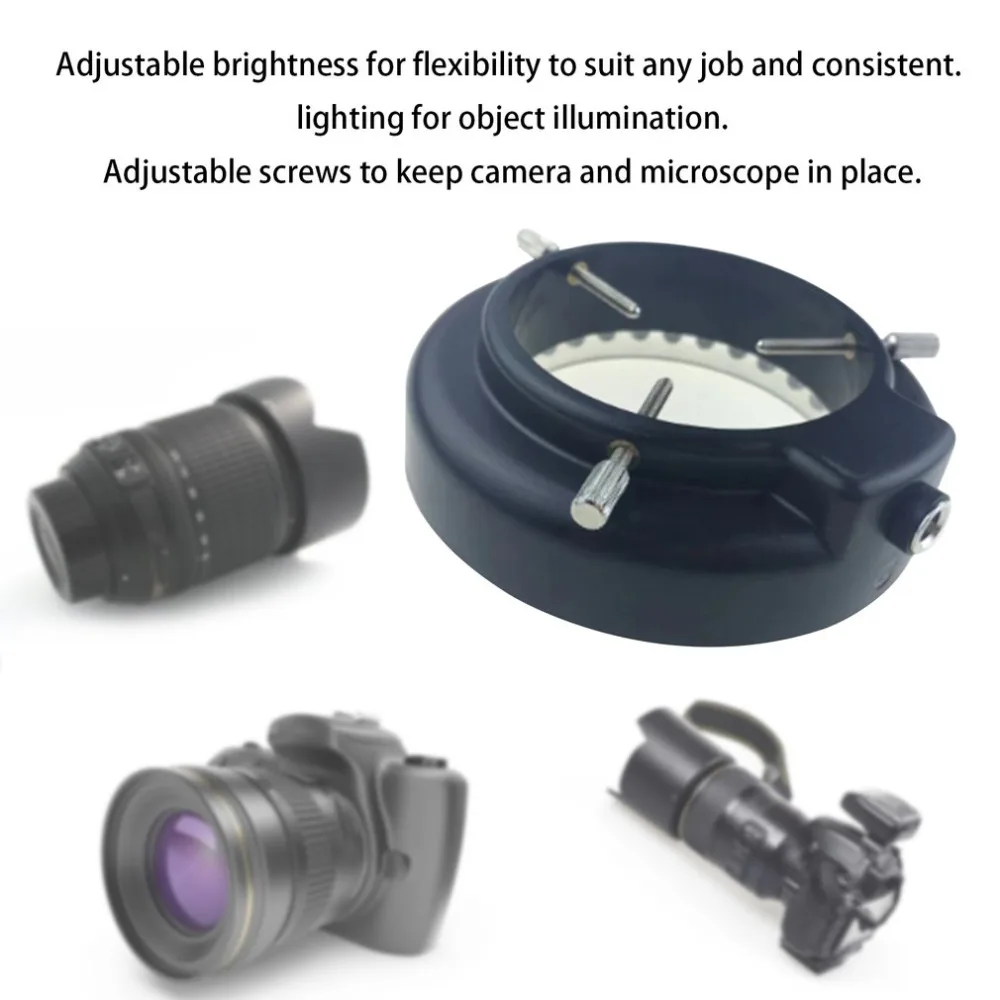 

60 Illumination LED Adjustable Brightness Ring Light Illuminator Lamp For Microscope Durable Ring Lamp
