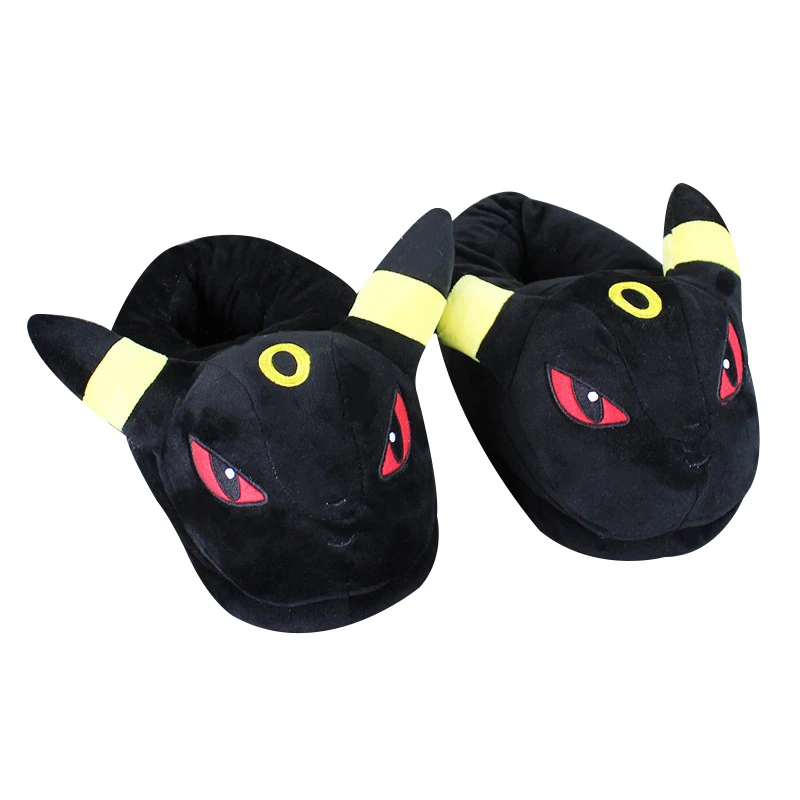 28cm Теплые мягкие зимние тапочки с героями мультфильмов «Umbreon»; домашняя обувь для взрослых; домашняя плюшевая обувь; 28 см - Цвет: 28cm