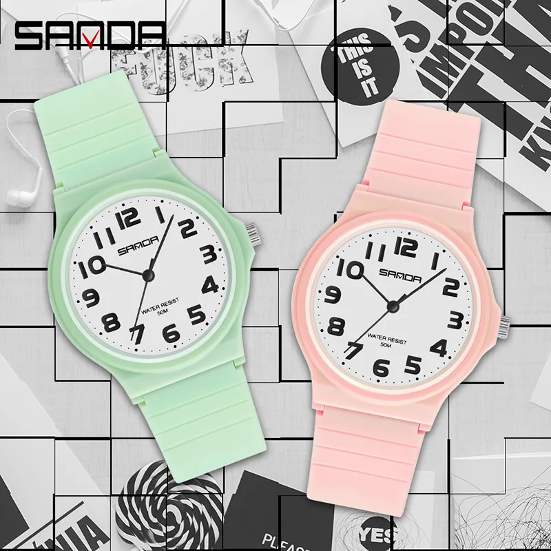 

New Watches Women Ladies Quartz Wristwatches 5BAR Waterproof Pink Blue Dial Girl Clock Dress Relogio Feminino