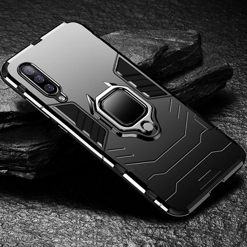 Черный Чехол-бампер для samsung Galaxy A50, чехол с металлическим кольцом, чехол на заднюю крышку для samsung Galaxy A50 A 50, чехол Чехол-броня, Капа - Цвет: Черный